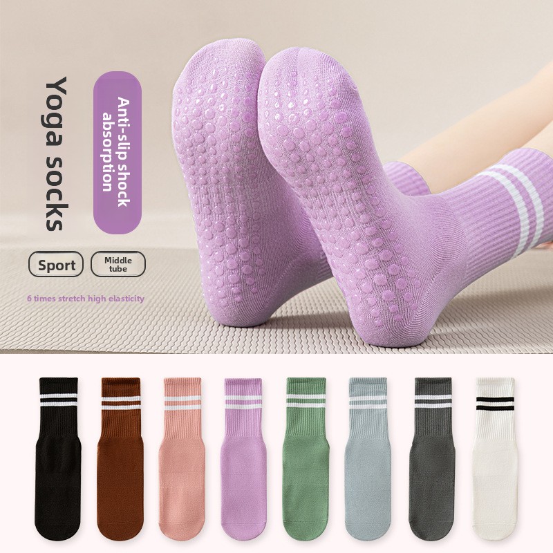 Pilates Yoga Workout - Meias femininas de cano médio com